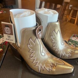 Ariat Dixon Metallic Gold Western Ankle Boots